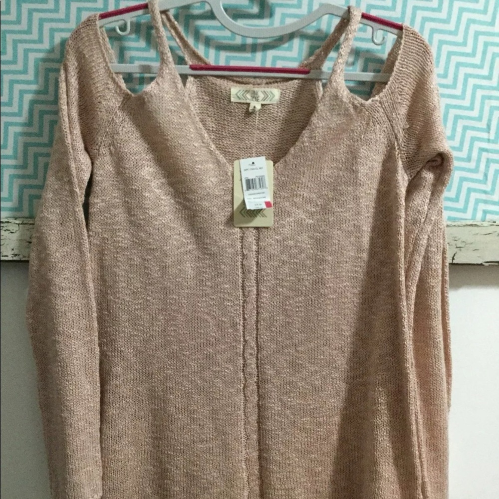 Gold Open Shoulder Sweater